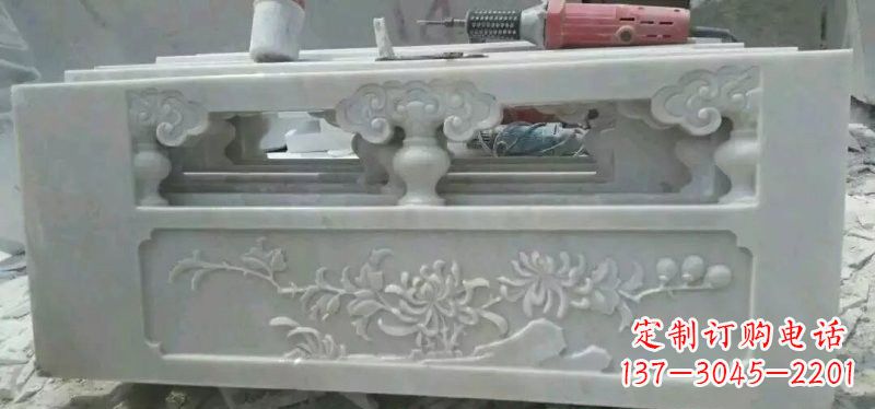 常州汉白玉花朵浮雕栏板,精致深具视觉立体感