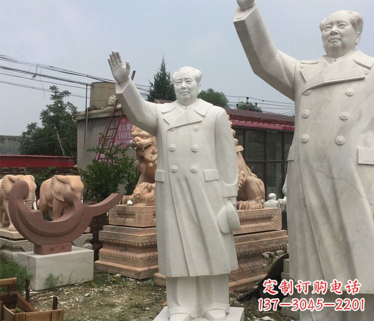 常州汉白玉挥手的毛主席广场伟人石雕 (2)