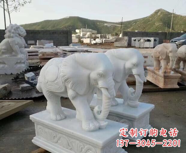 常州高雅大气的汉白玉吉祥大象门口雕塑