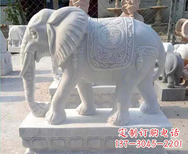 常州汉白玉吉祥如意招财镇宅大象石雕_1