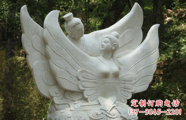常州汉白玉梁山伯和祝英台化蝶石雕