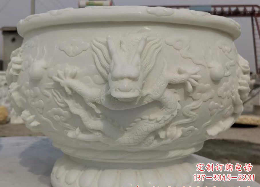 常州中领雕塑汉白玉龙鱼缸雕塑,是由专业雕塑定…