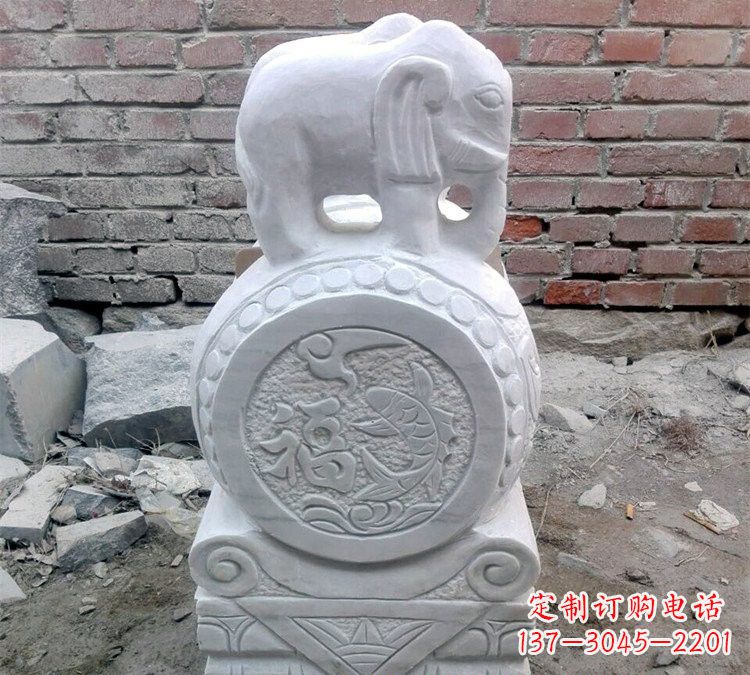 常州汉白玉门口大象抱鼓石