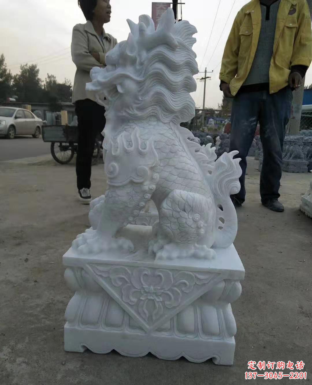 常州汉白玉门口古代神兽镇宅麒麟雕塑