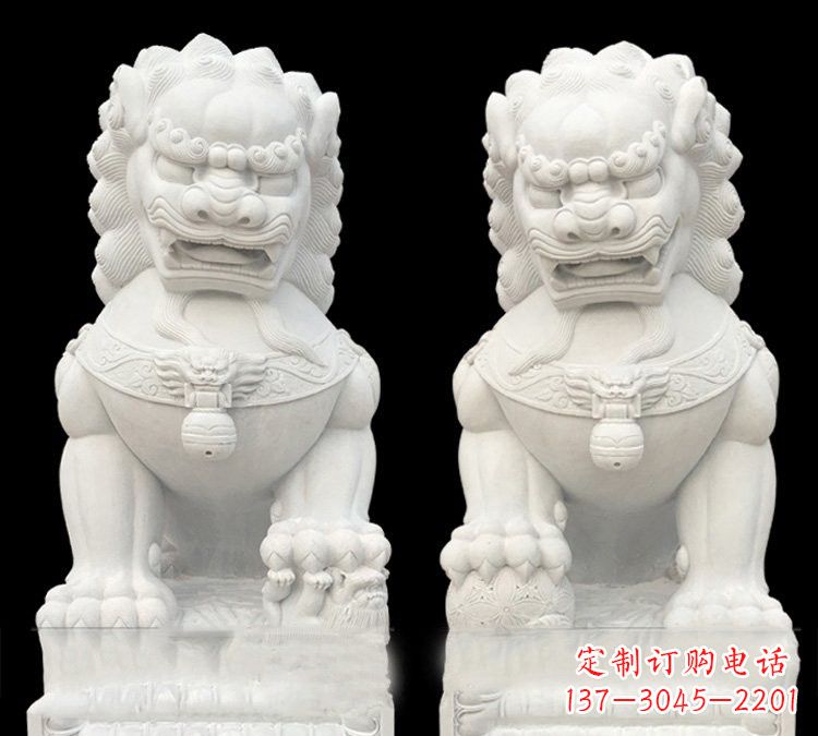 常州汉白玉门口用石雕狮子