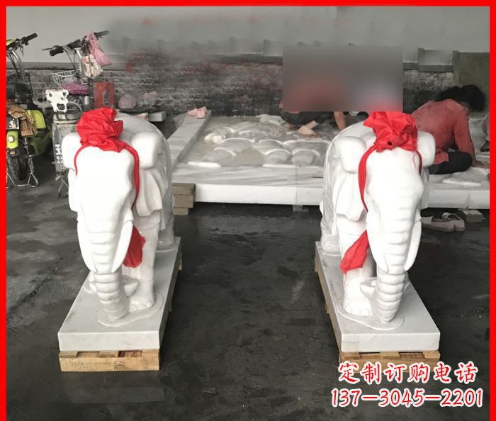 常州汉白玉门口招财小象石雕