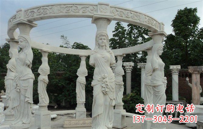常州汉白玉欧式凉亭雕塑,尽享悠然凉意