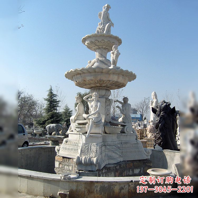 常州精美汉白玉欧式人物喷泉雕塑