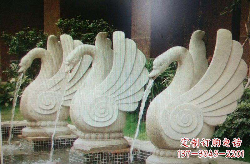 常州天鹅之美,汉白玉喷水天鹅石雕