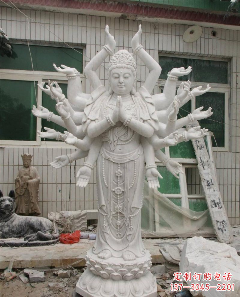 常州汉白玉千手观音雕塑,精致细腻,深具宗教意义