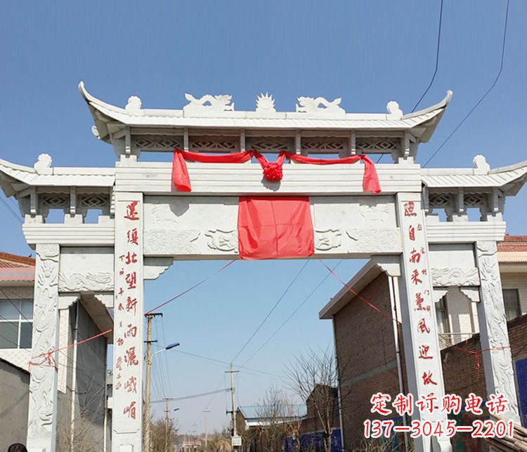 常州汉白玉三门石牌坊石雕——精致而优雅