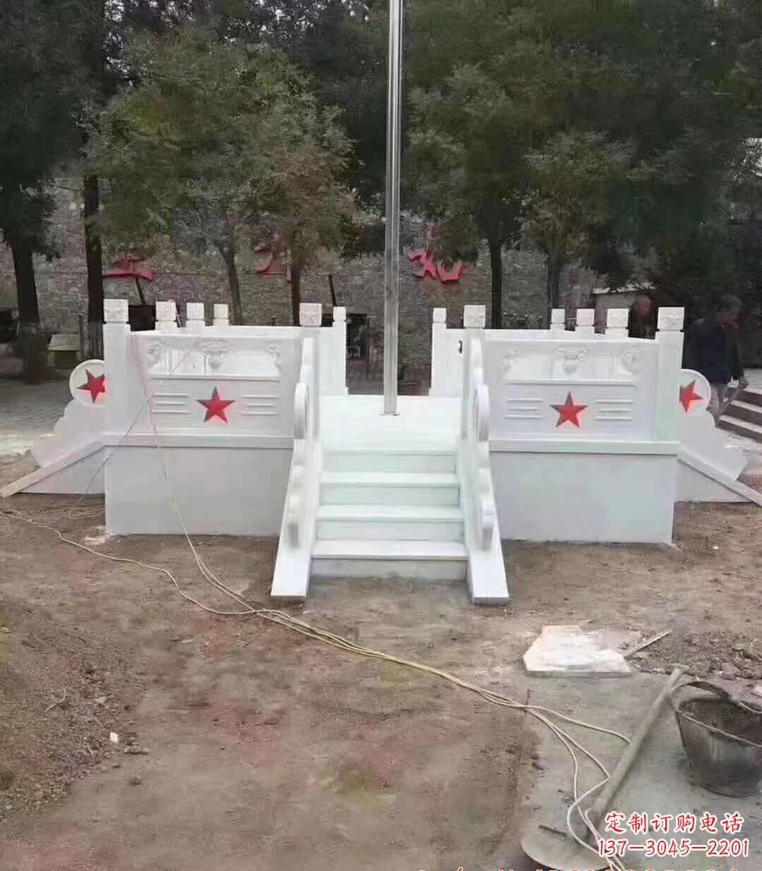 常州高贵典雅的汉白玉升旗台石雕
