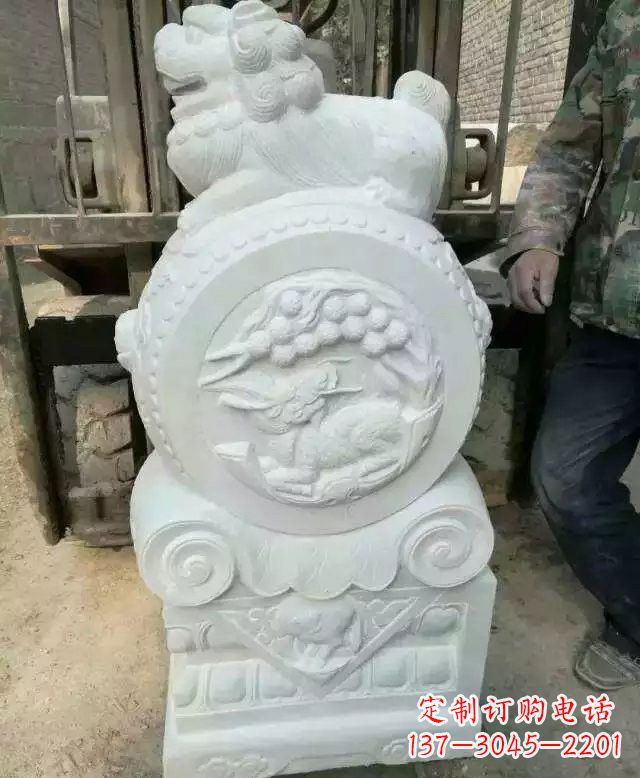 常州汉白玉狮子门墩