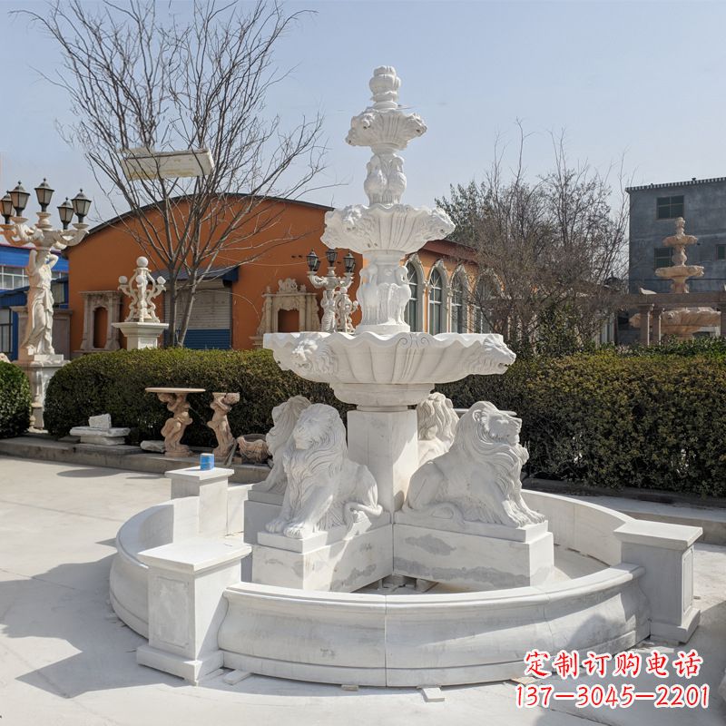 常州汉白玉狮子喷泉雕塑