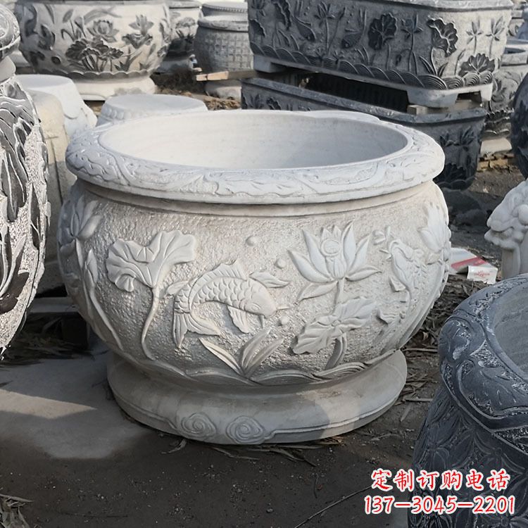 常州汉白玉石雕鱼缸