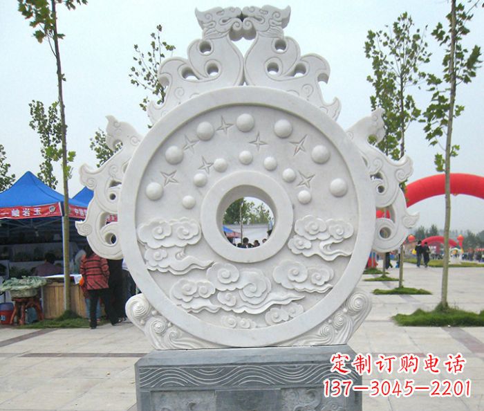 常州精雕细琢汉白玉双龙石门墩雕塑