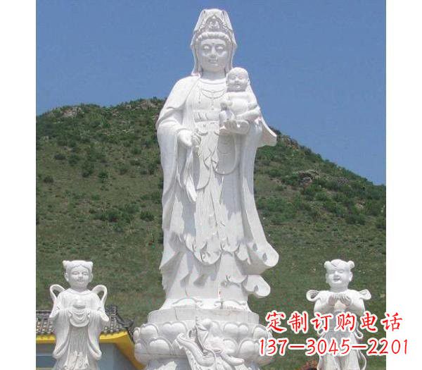 常州汉白玉观音善财童子龙女雕塑