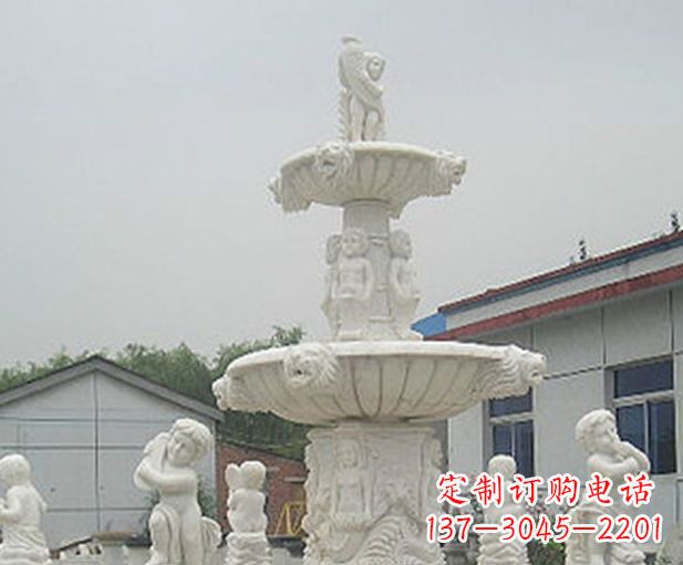 常州汉白玉天使大型喷泉石雕