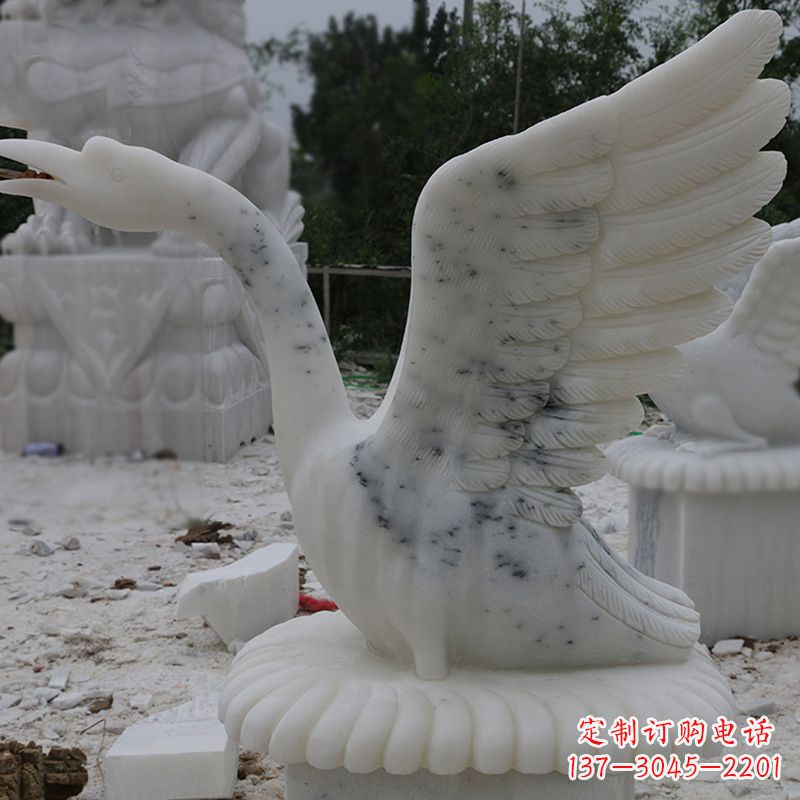 常州汉白玉天鹅石雕,精美绝伦,令人叹为观止