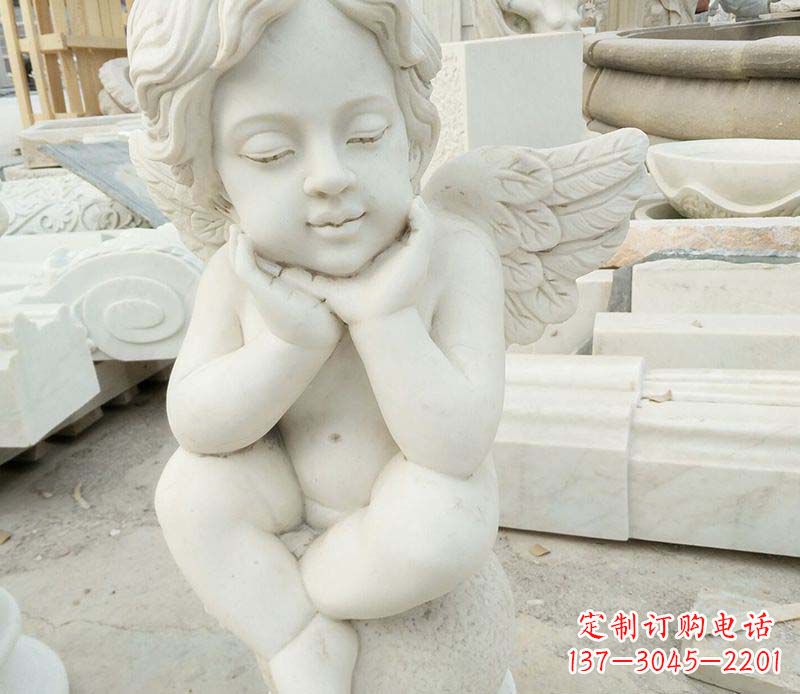 常州汉白玉小天使西方儿童石雕,让孩子们拥有属于自己的天使