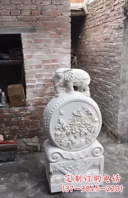 常州汉白玉小象抱鼓石雕塑之美