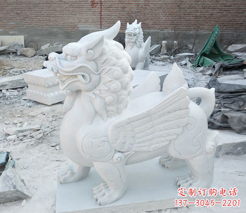 常州汉白玉獬豸独角兽石雕