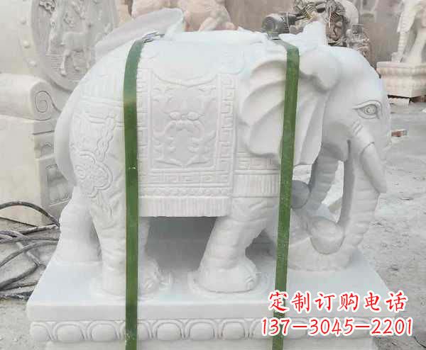 常州瑞气四溢的汉白玉招财大象雕塑