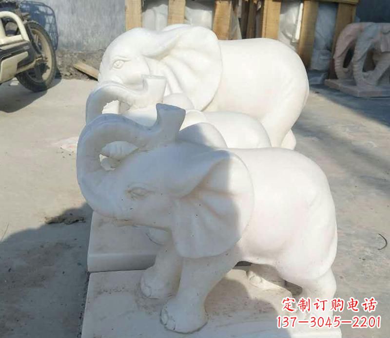 常州高端汉白玉招财小象雕塑