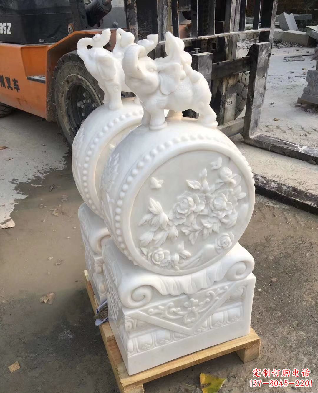 常州精致小象招财石门墩,树立你的百年吉祥