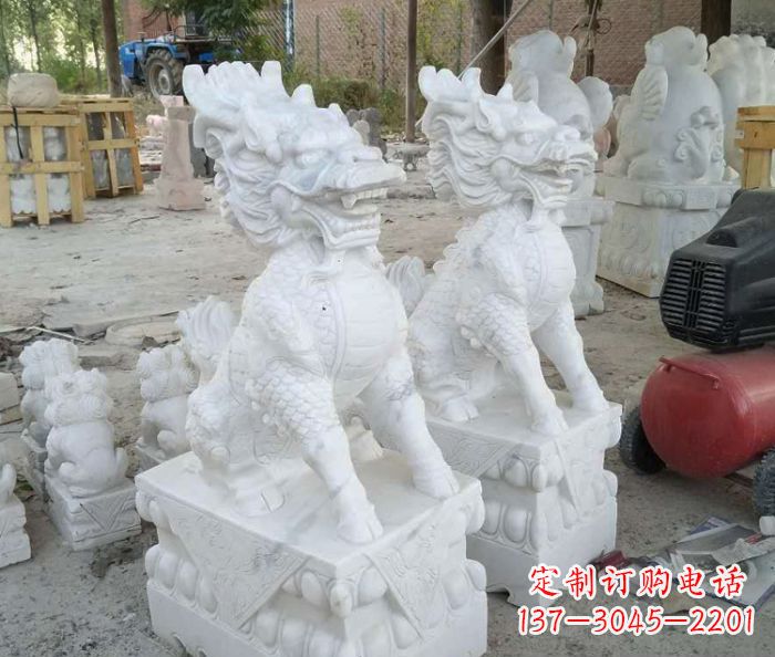常州中领雕塑——精美绝伦的汉白玉麒麟门口镇宅石雕