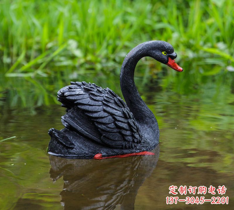 常州精致风范:黑天鹅展翅玻璃钢仿真雕塑