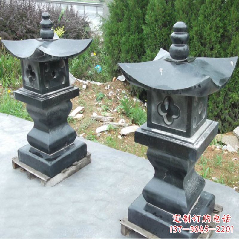 常州黑曜石材质灯笼雕塑