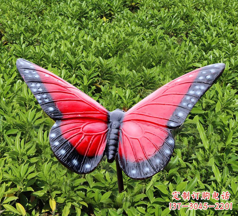 常州红色玻璃钢树脂仿真蝴蝶插件