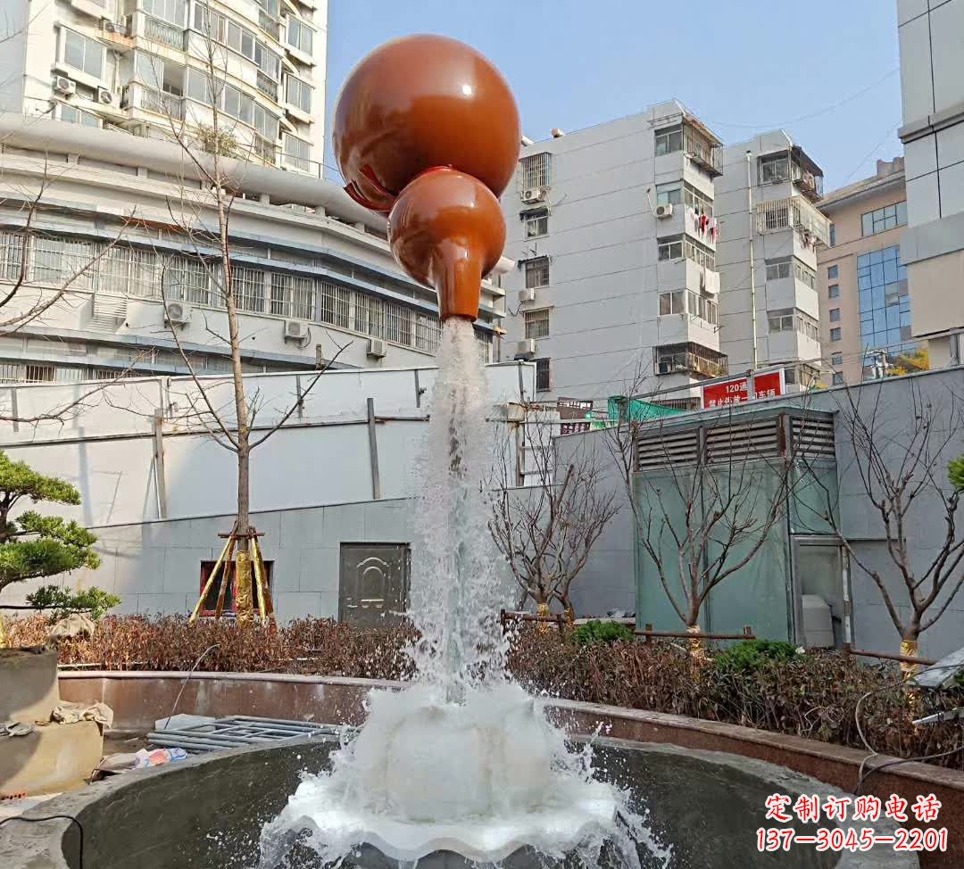 常州葫芦广场喷泉雕塑,精致唯美
