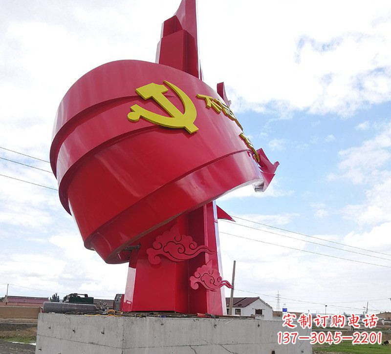 常州展现党旗文化的不锈钢党旗雕塑