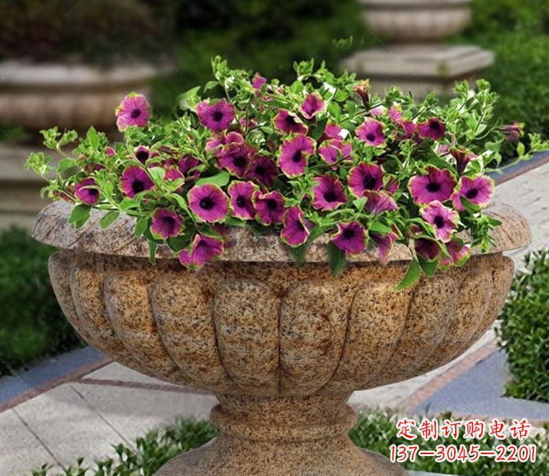 常州花岗岩小区景观花盆雕塑，添彩美化景观