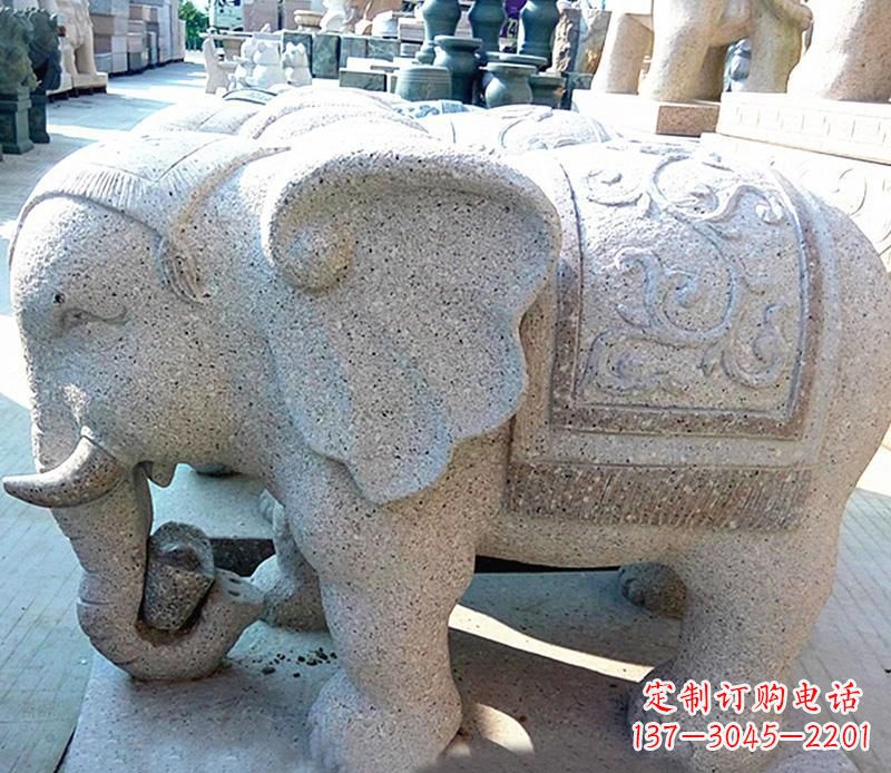 常州花岗岩元宝大象石雕,雕刻古典且充满质感