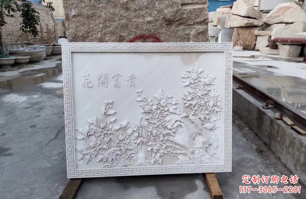 常州花开富贵石雕影壁,让你独享完美的装饰艺术