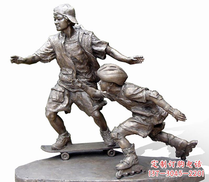 常州激情滑板,艺术雕塑:城市滑冰男孩铜雕