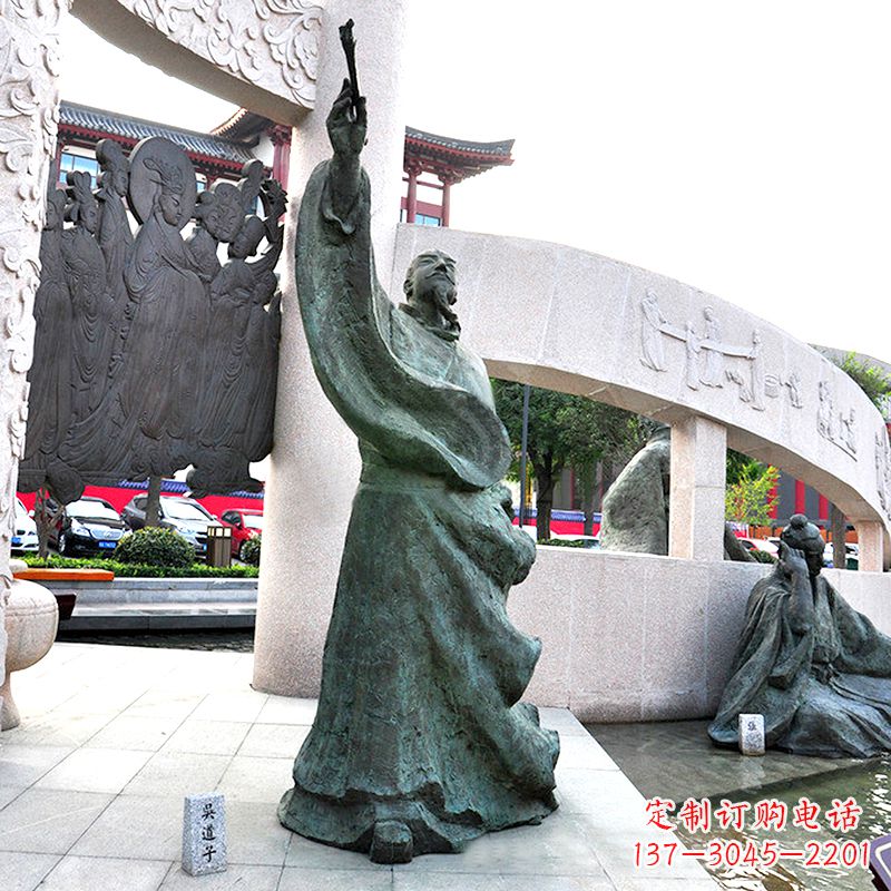 常州中领雕塑:仿古吴道子铜雕像