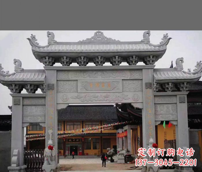 常州专业街边道路三门石牌坊雕塑制作