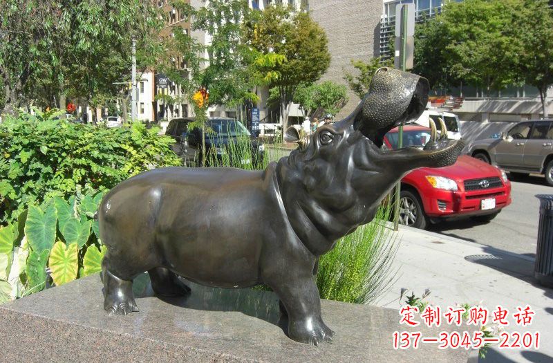常州街边河马铜雕