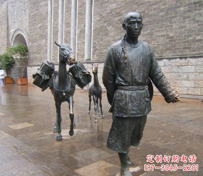 常州中领雕塑专业定制古代人物小品毛驴铜雕