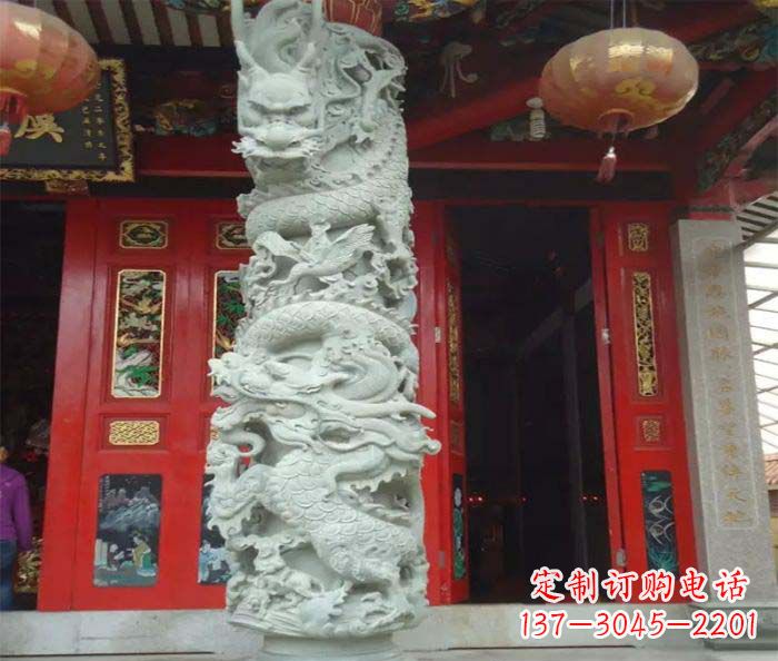 常州精美的大理石龙柱雕塑