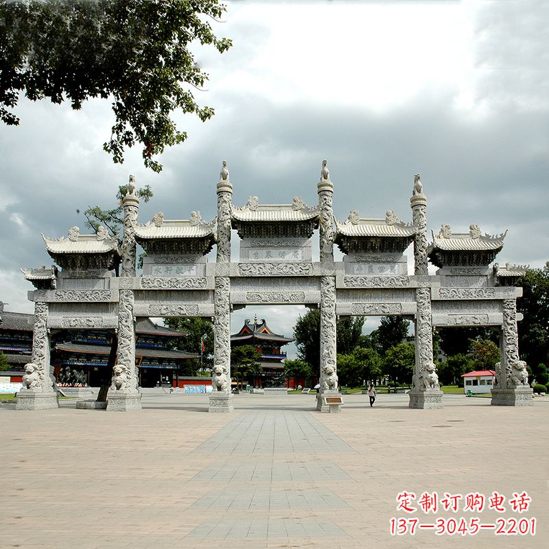 常州精美五门石牌坊雕塑定制