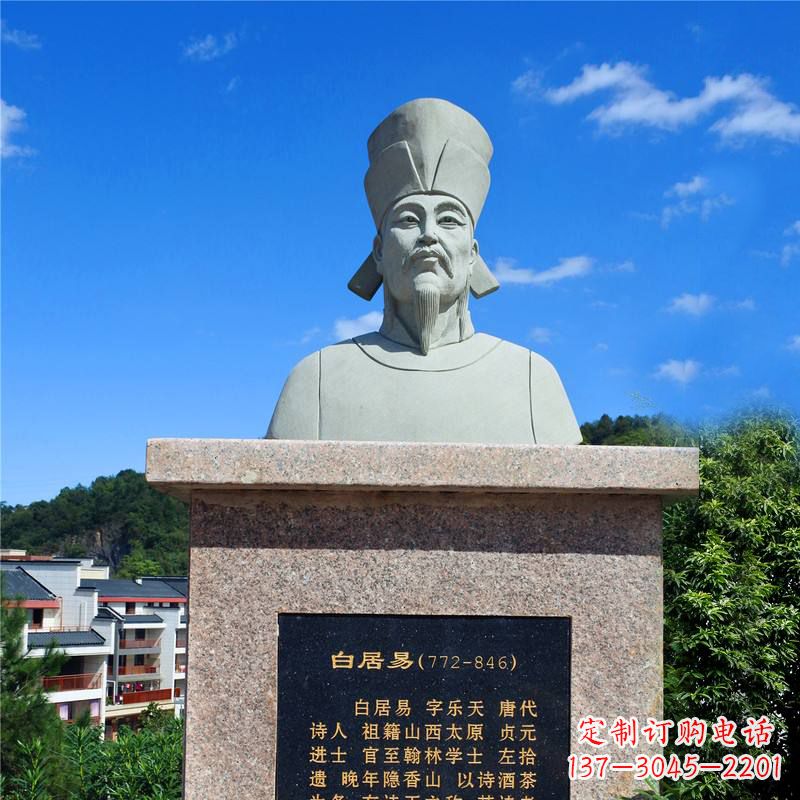 常州景区公园历史名人唐代现实主义诗人白居易石雕头像