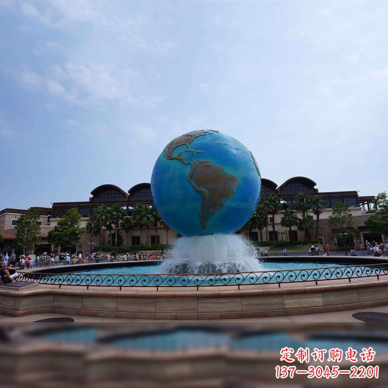 常州视觉奇景,不锈钢水景喷泉地球仪雕塑