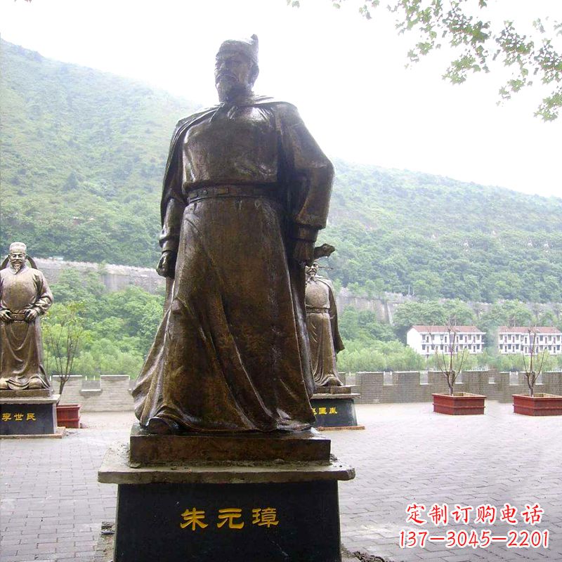 常州景区广场古代帝王明太祖朱元璋铜雕塑像