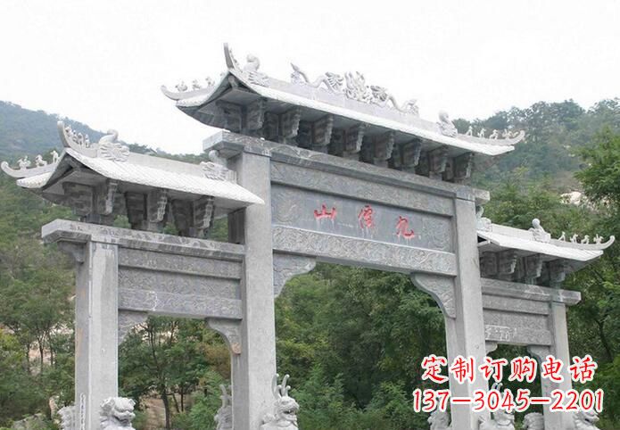 常州景区三门仿古牌坊石雕