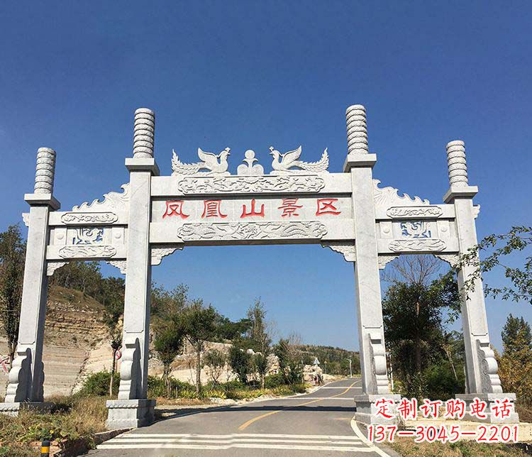 常州景区三门牌坊石雕 (2)
